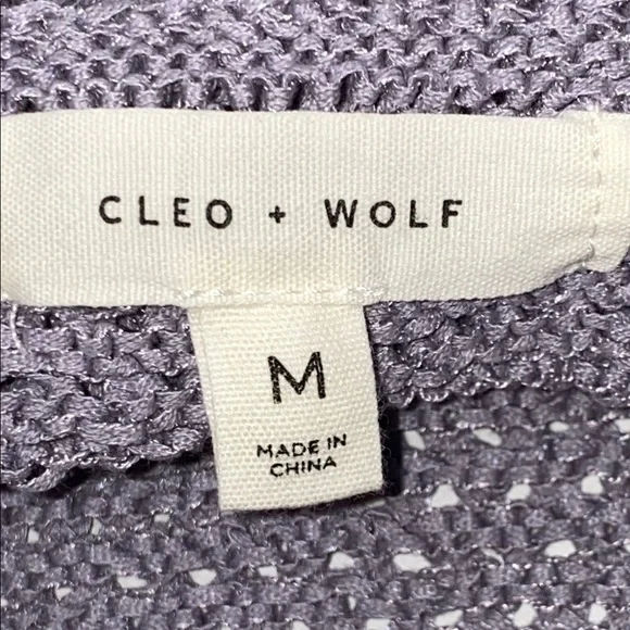 Cleo + Wolf Women's Sweater Knit Tank Cross Straps On Back Light Purple Size M - Picture 2 of 15
